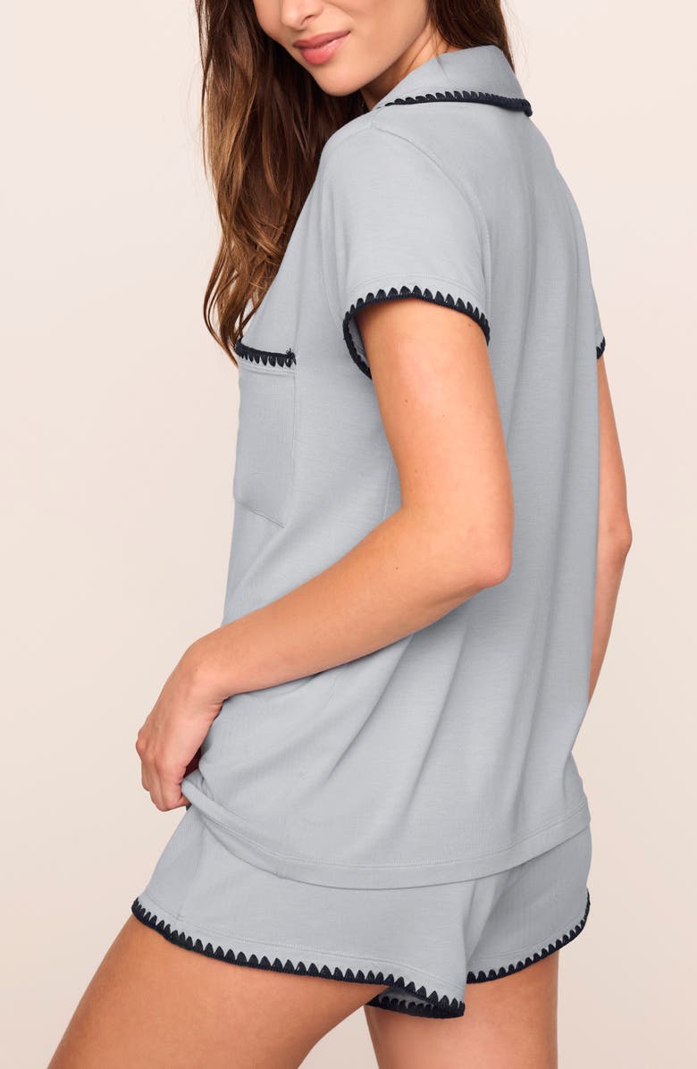 Eberjey Frida Short Pajamas, Alternate, color, Gray Dawn/ Navy