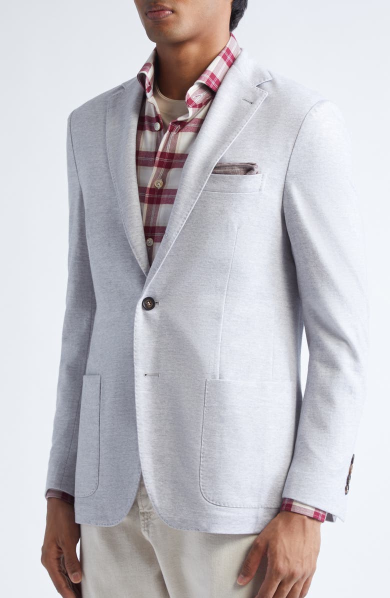 Eleventy Cotton Jersey Blazer, Alternate, color, Light Gray Melange