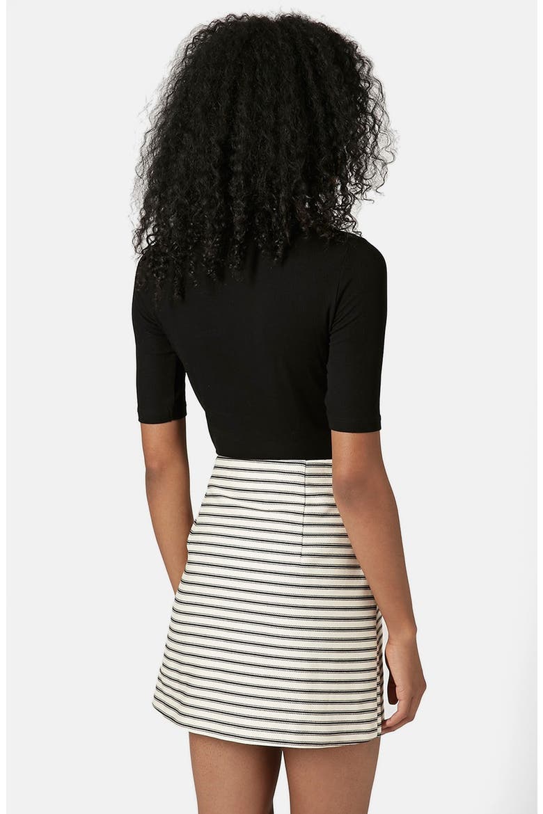 Ribbed Funnel Neck Top, Alternate, color, BLACK