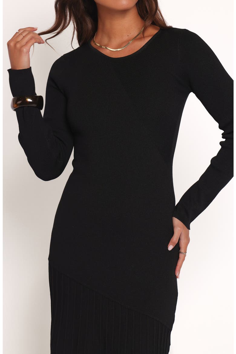 Monty Long Sleeve Midi Dress, Alternate, color, BLACK