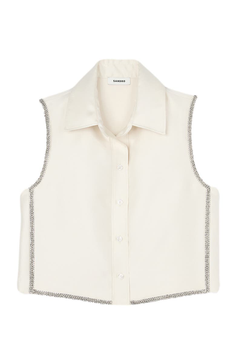 SANDRO Rhinestone cropped shirt, Alternate, color,