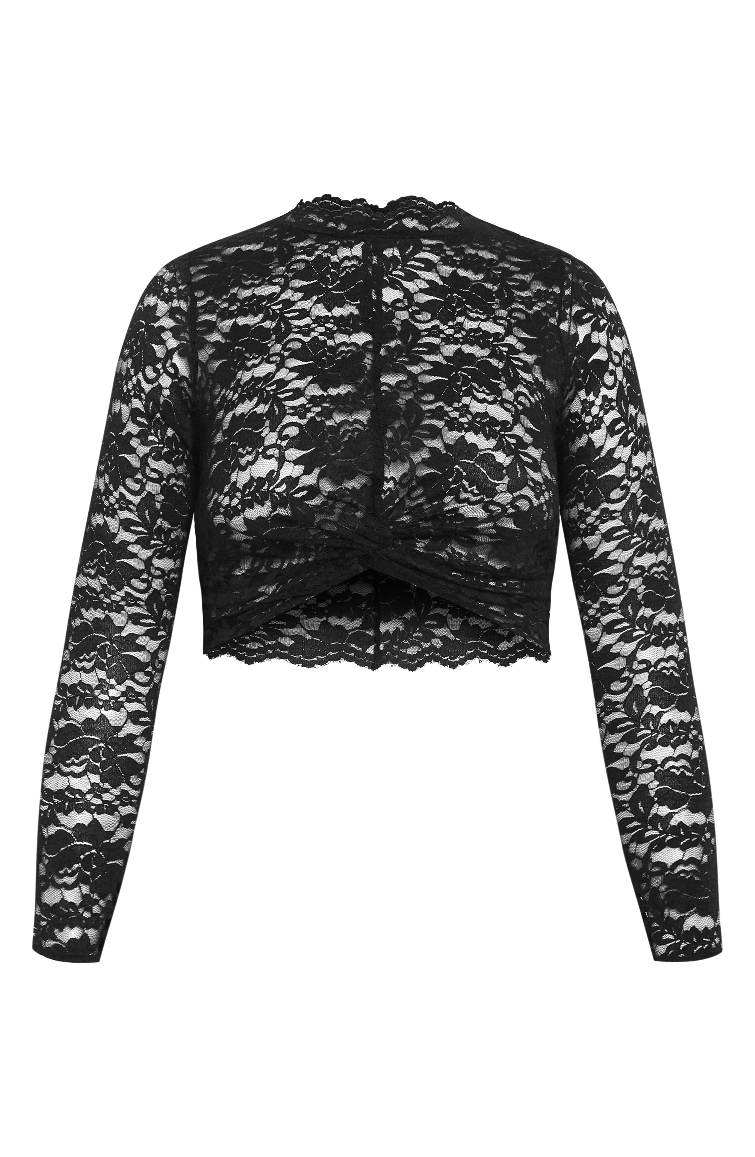 City Chic Arlette Sheer Lace Crop Top In Multi