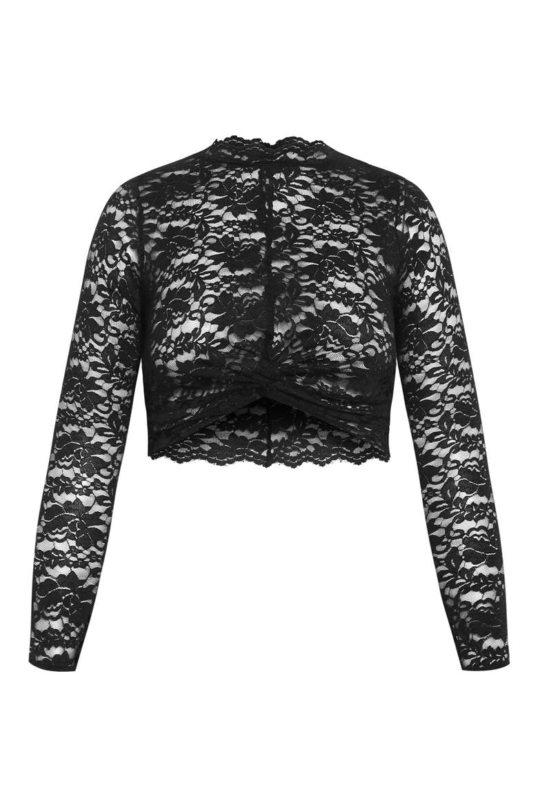 Arlette Sheer Lace Crop Top, Alternate, color, BLACK