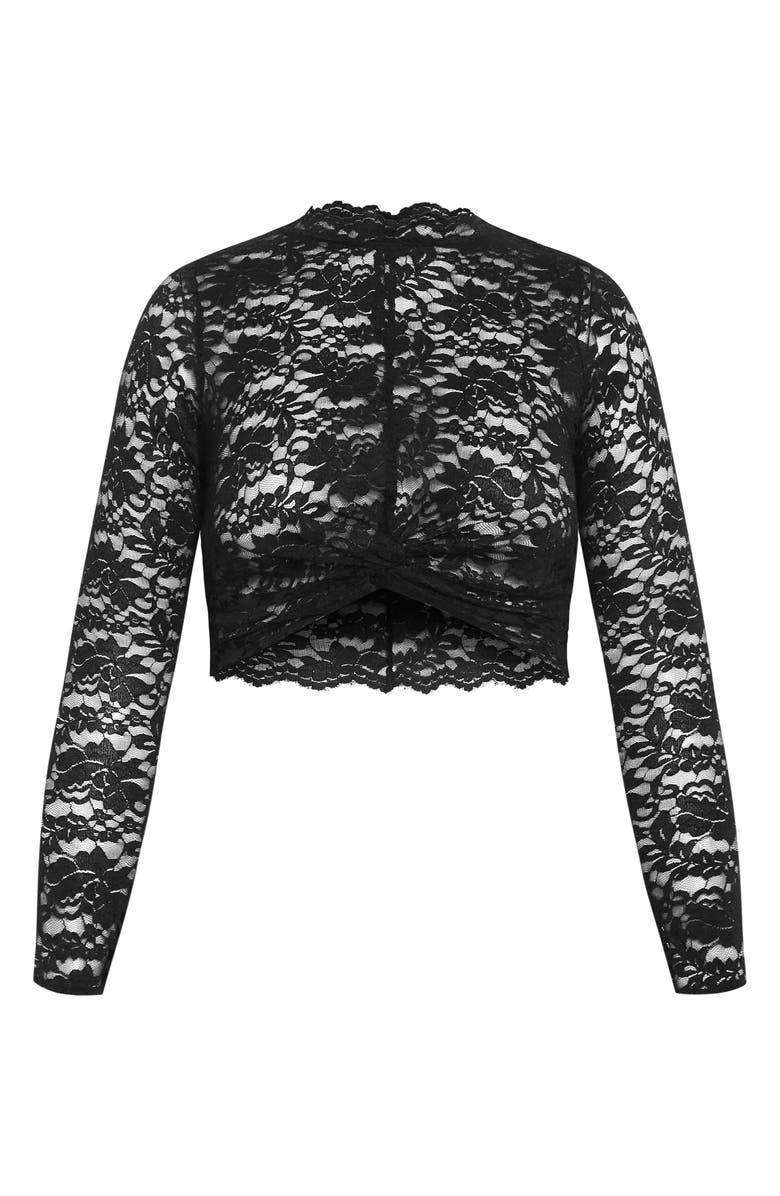 City Chic Arlette Sheer Lace Crop Top, Alternate, color, Black