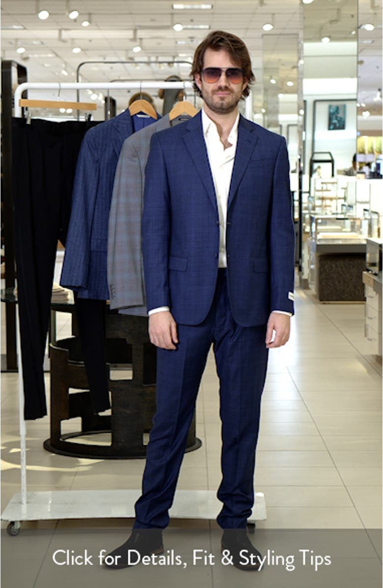 Royal Blue Shadow Check Virgin Wool Suit, sales video thumbnail