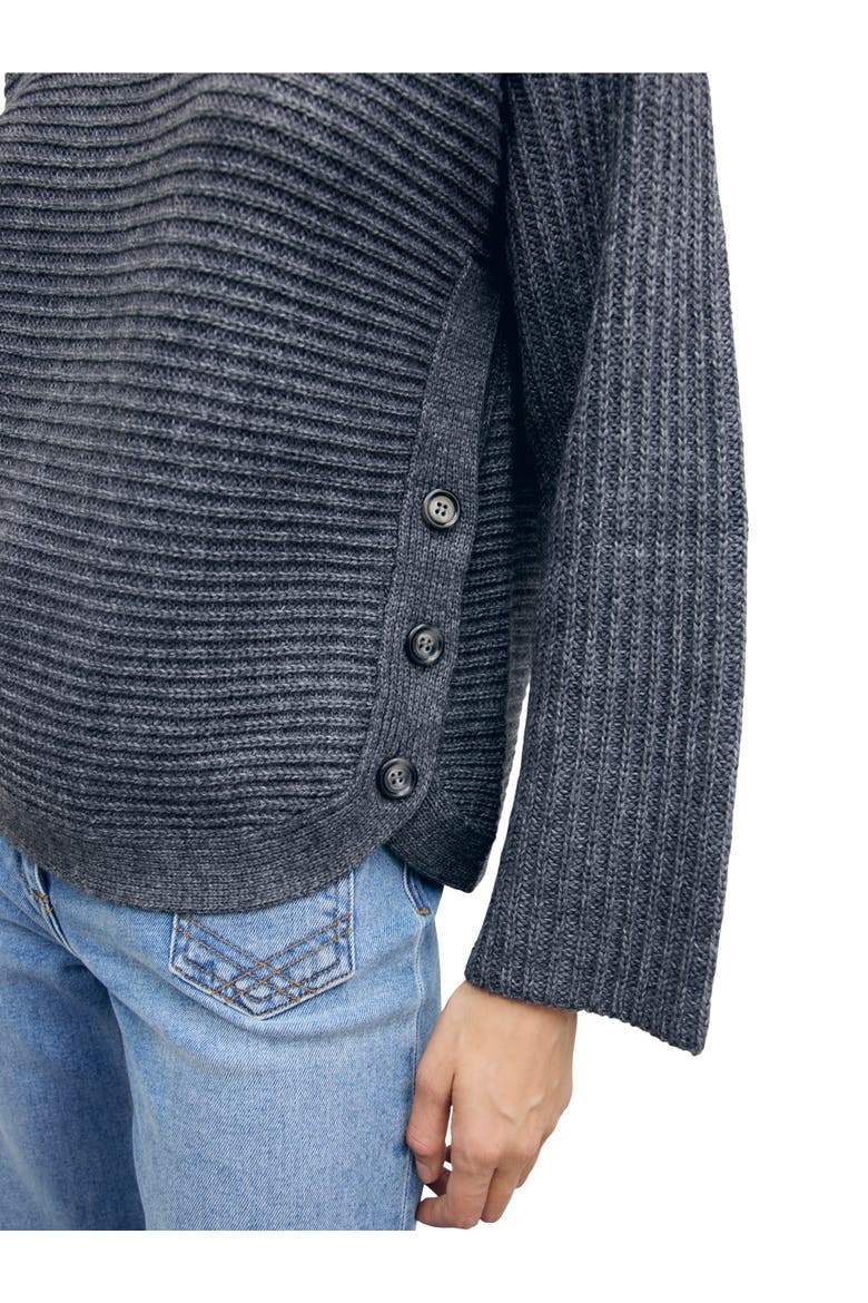 Ribbed Merino Alpaca Sculpted Pullover, Alternate, color, Medium Gray
