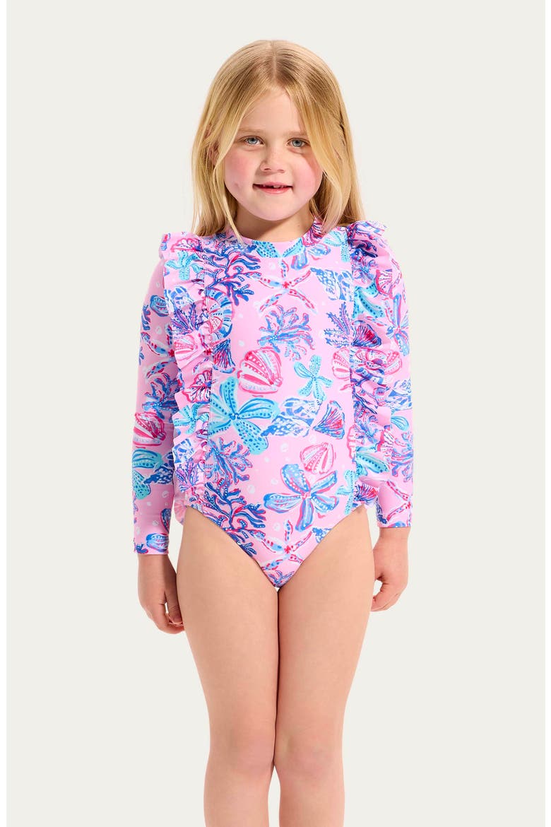 Kids' Coral Sea Long Sleeve UPF 50+ One-Piece Rashguard Swimsuit, Alternate, color, CORAL SEA