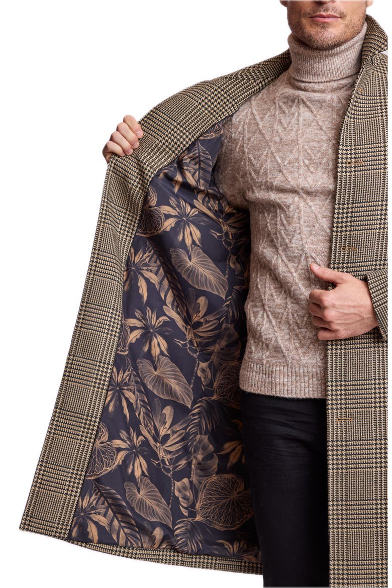 Houndstooth Stretch Overcoat, Alternate, color, BLACK TAN OLIVE HOUNDS