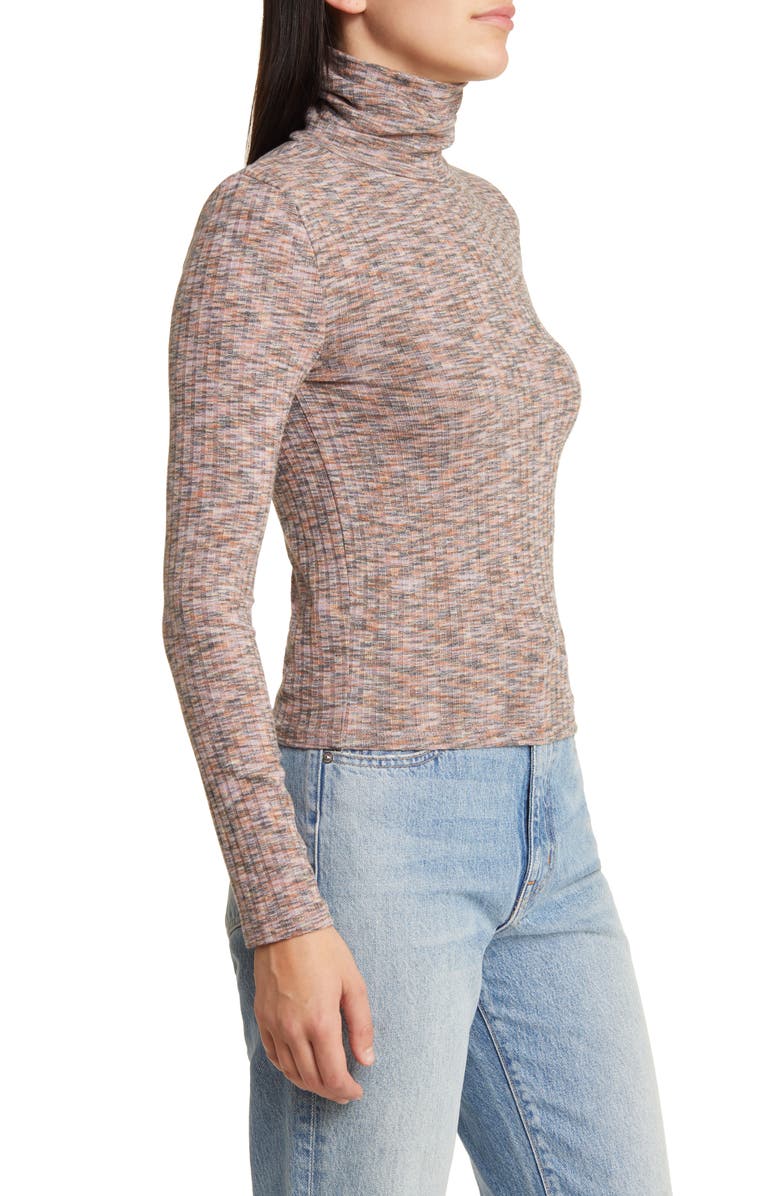 Madewell Space Dye Knit Crop Turtleneck Top, Alternate, color, 