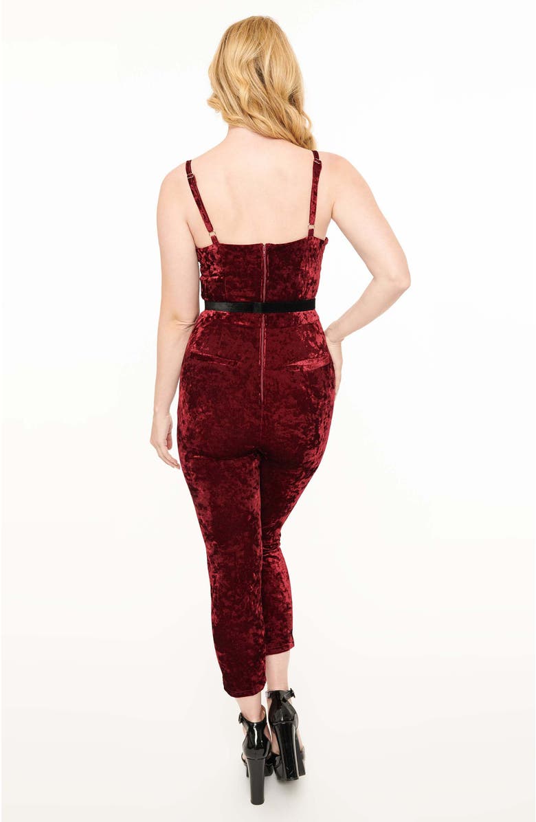 Unique Vintage 1950s Cropped Jumpsuit, Alternate, color, Bugundy