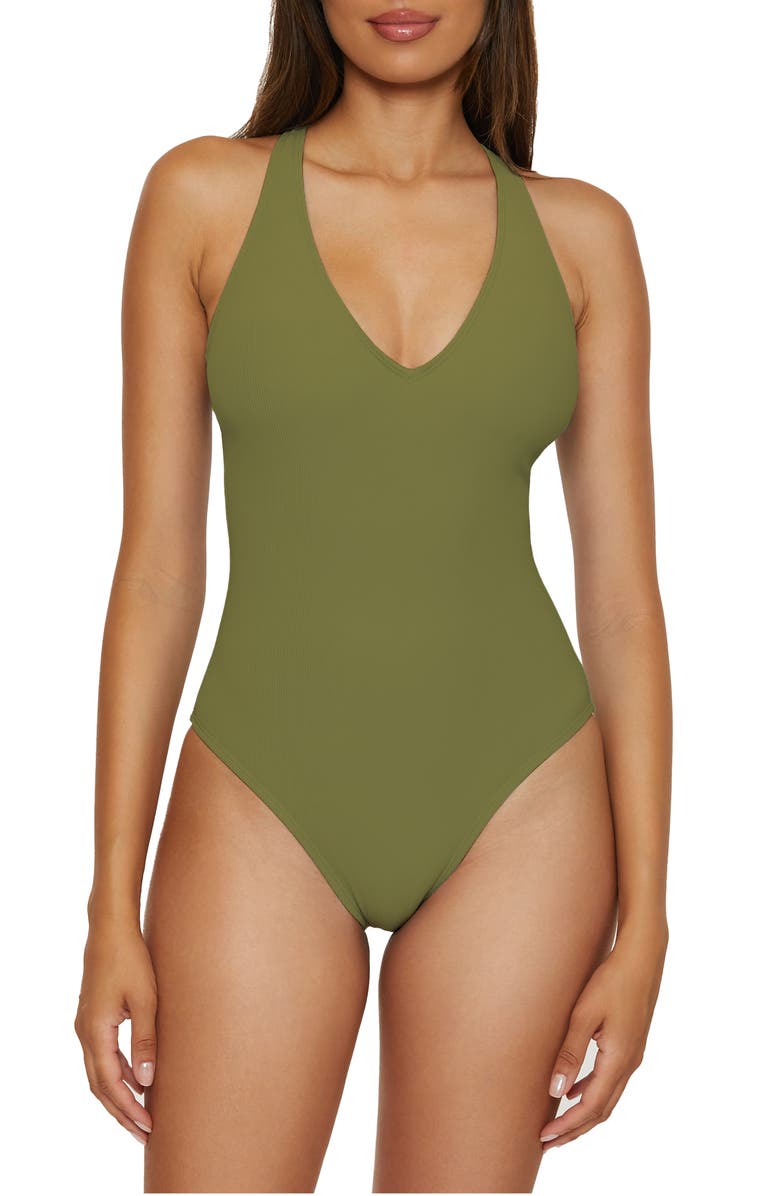BCA by Rebecca Virtue Multi-Way Rib One-Piece Swimsuit, Main, color, Army