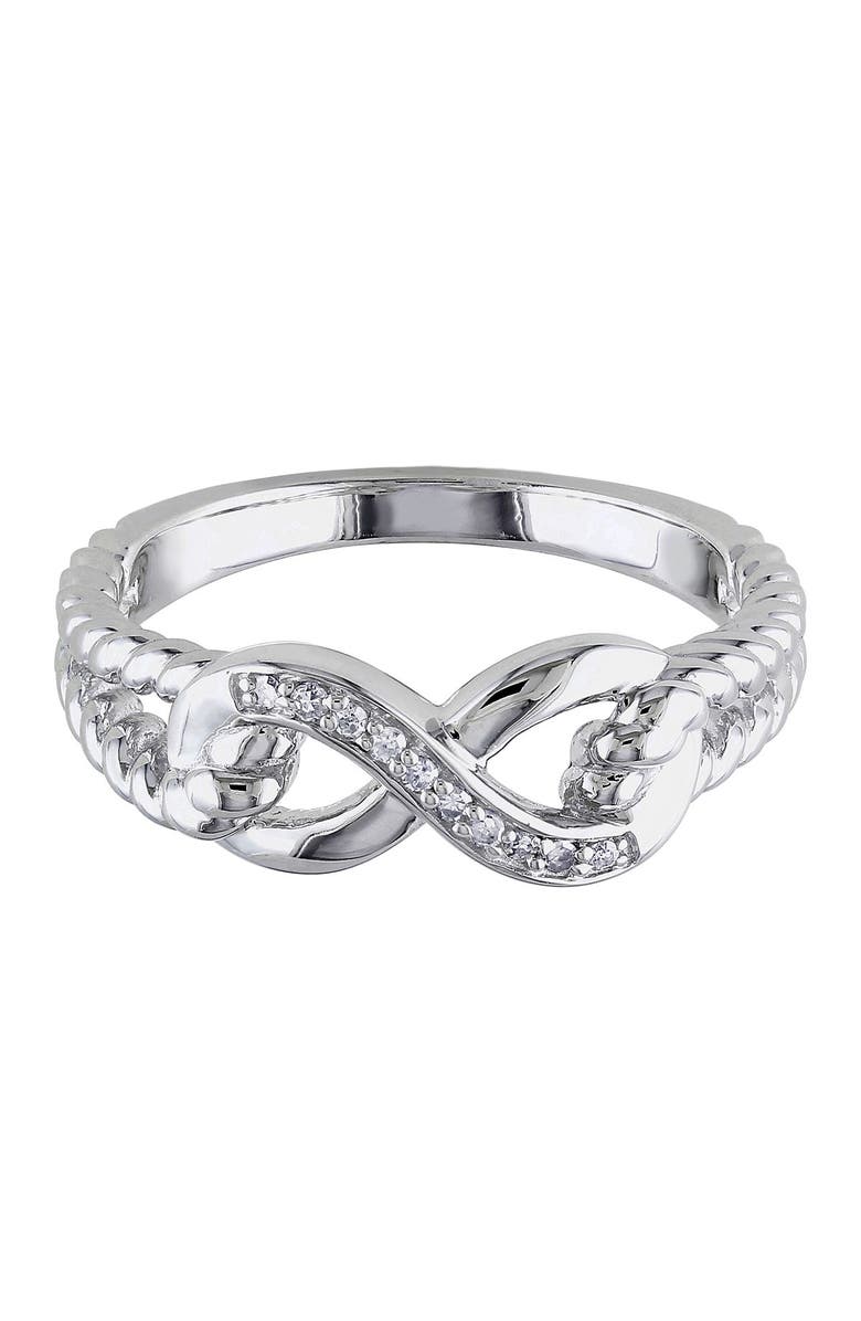 DELMAR Sterling Silver Diamond Love Knot Ring - 0.05 ctw, Alternate, color,