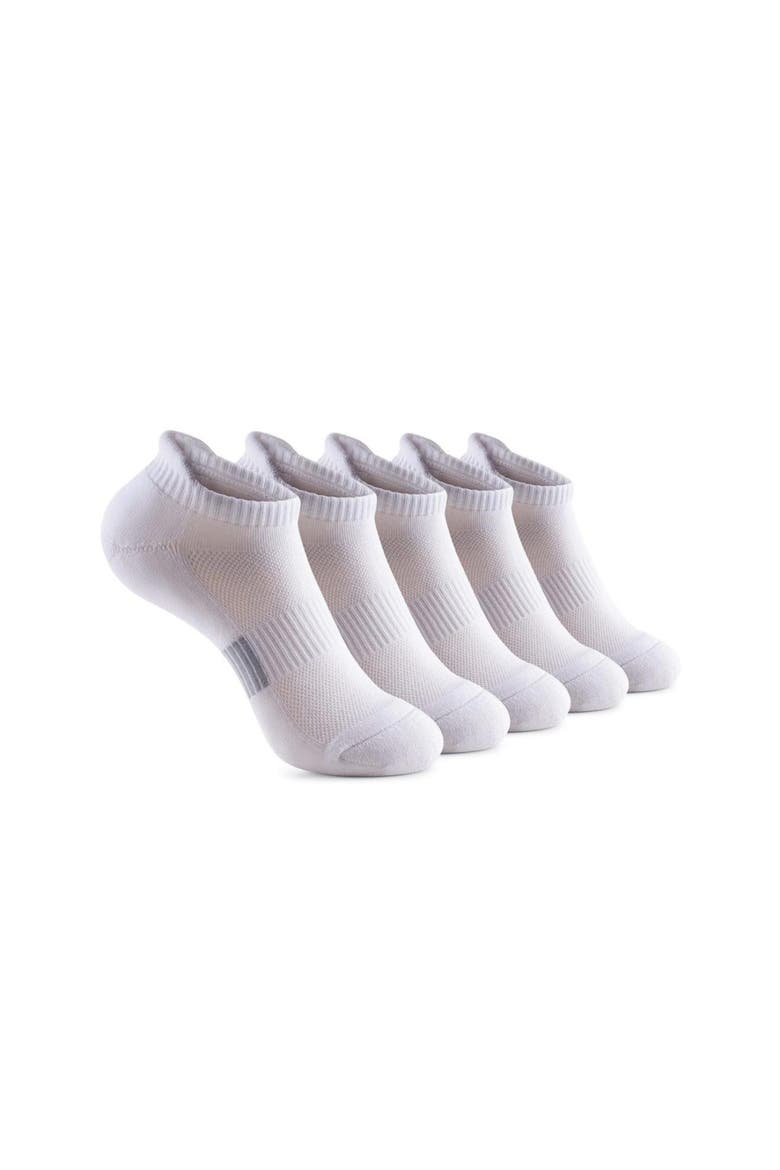 Cushioned Performance Athletic Ankle Socks 5-Pack, Main, color, White