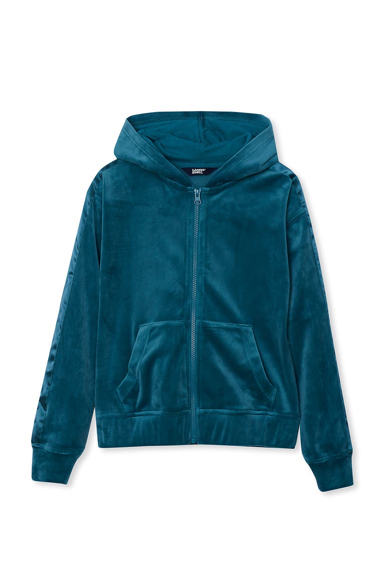 Girls Velour Zip Hoodie, Alternate, color, Harbor Blue