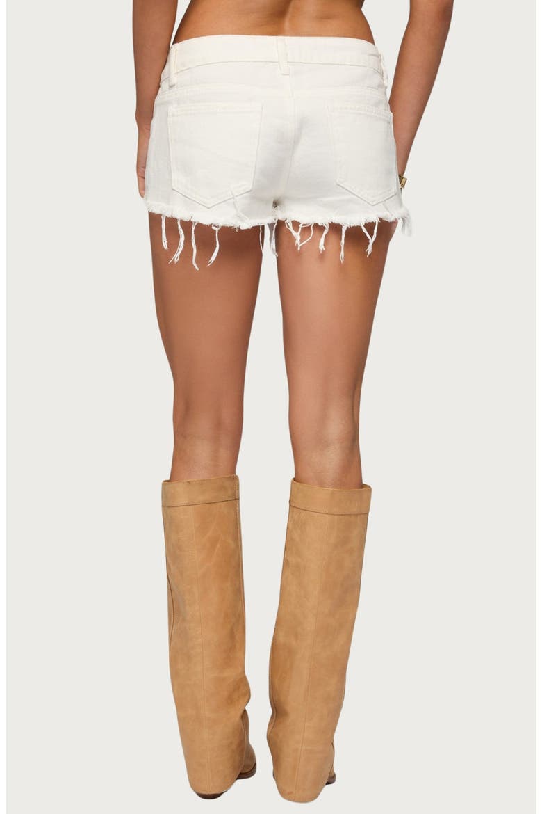 Low Rise Fray Hem Denim Shorts, Alternate, color, WHITE