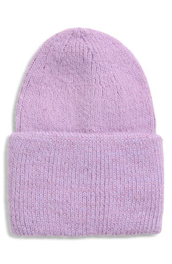 Tasha Cuffed Knit Beanie In Purple