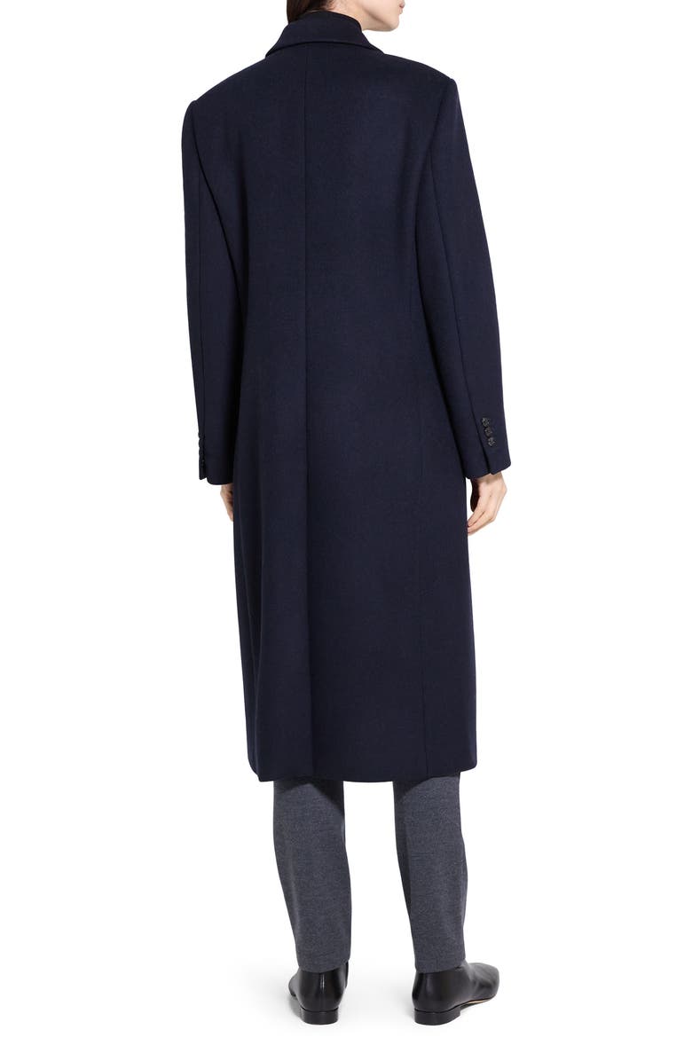 Theory Peak Lapel Double Breasted Wool Blend Coat, Alternate, color, Baltic