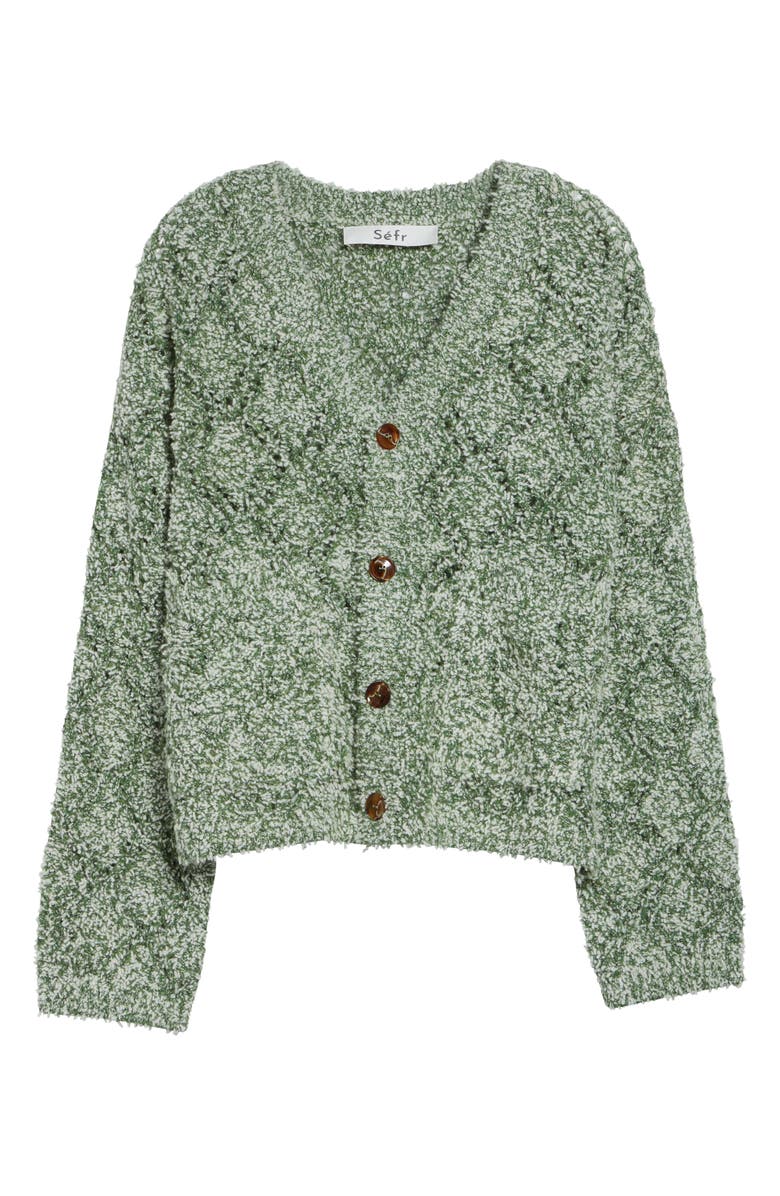 Séfr Abain Wool & Mohair Blend Bouclé Cardigan, Main, color, Zoysia Field