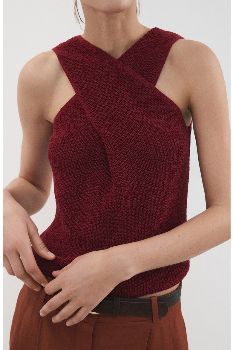 Knit Sleeveless Top, Alternate, color, MAROON