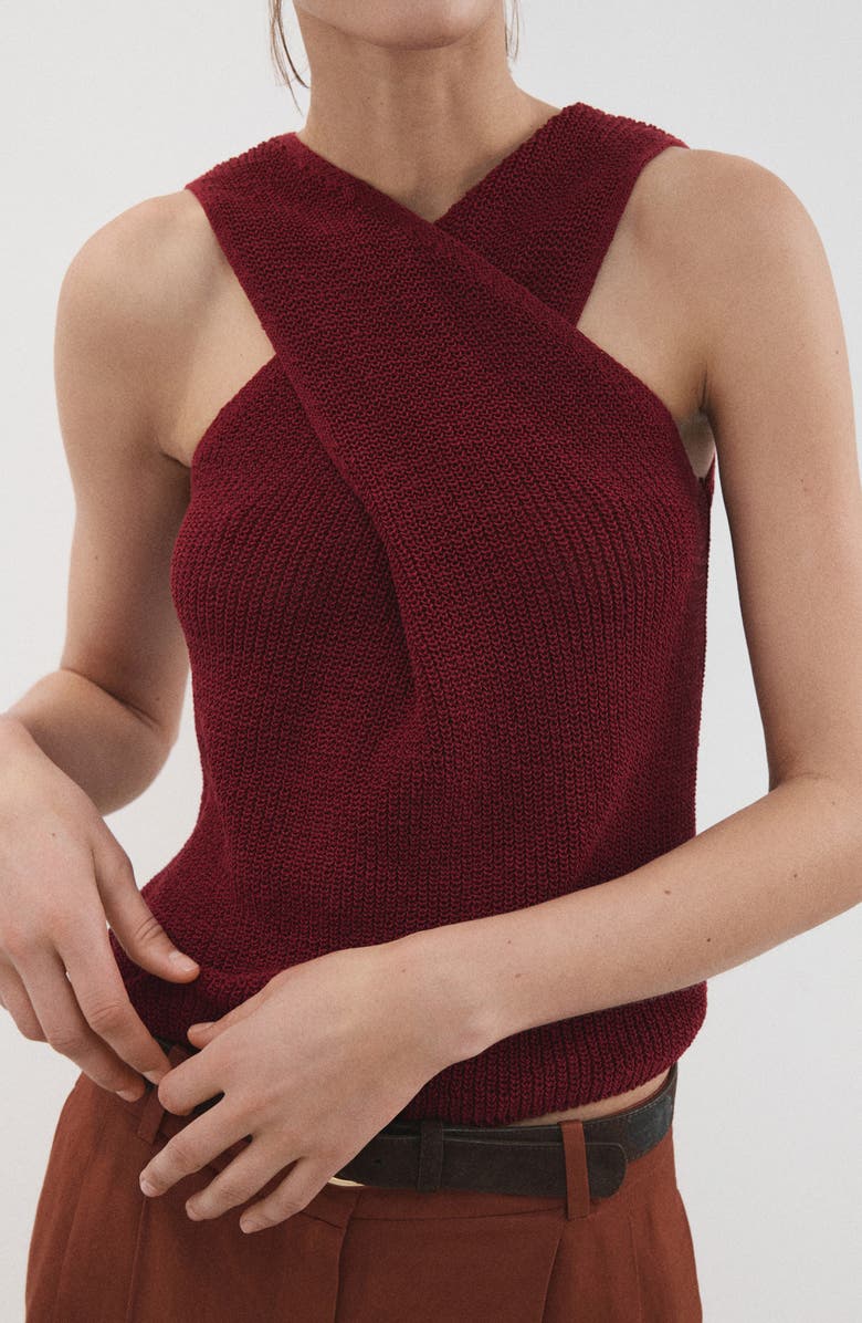 MANGO Knit Sleeveless Top, Alternate, color, Maroon