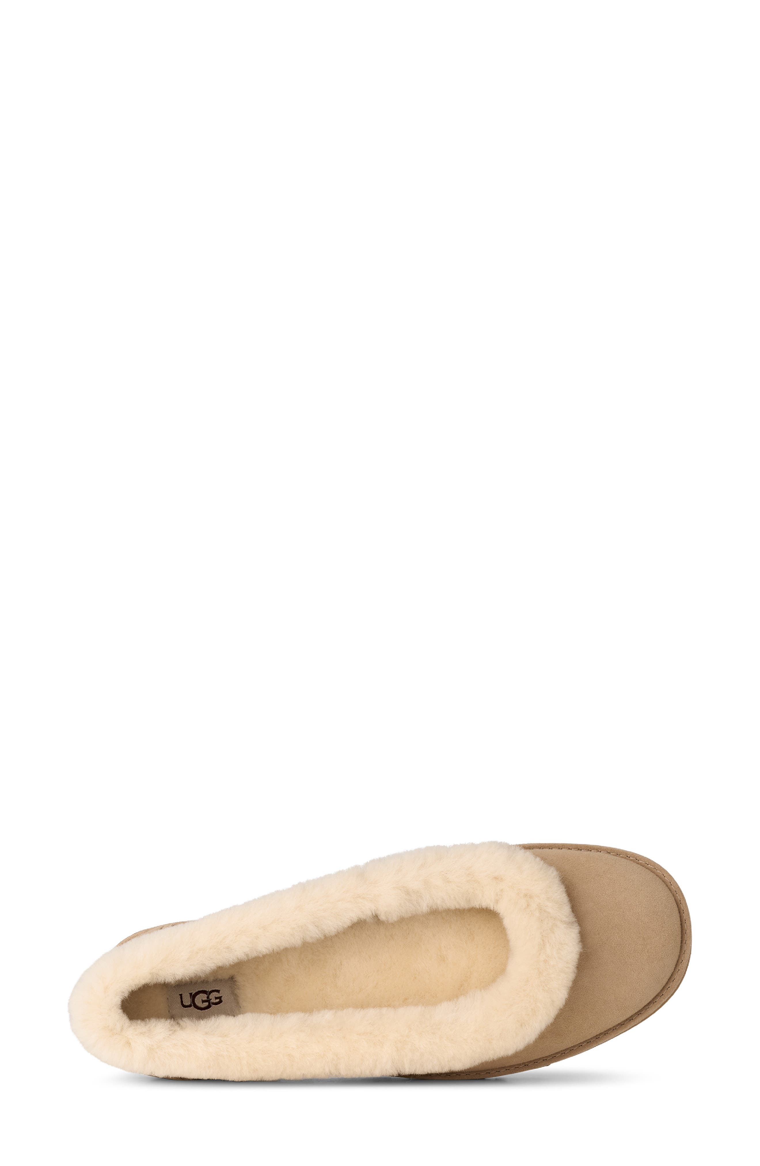UGG<sup>®</sup> Zora Genuine Shearling Trim Ballet Flat, Alternate, color, Sand