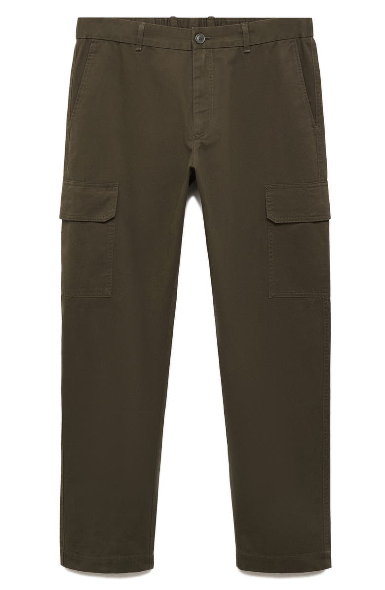 MANGO Straight Leg Twill Cargo Pants, Main, color, Khaki Green