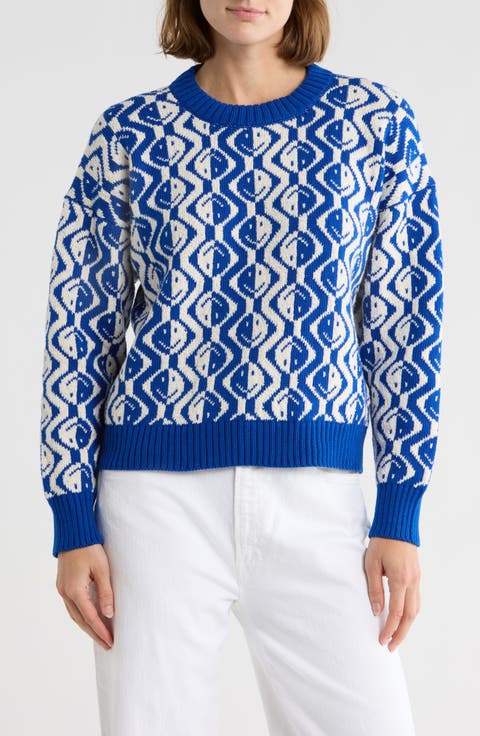 Cotton Happy Face Stripe Sweater