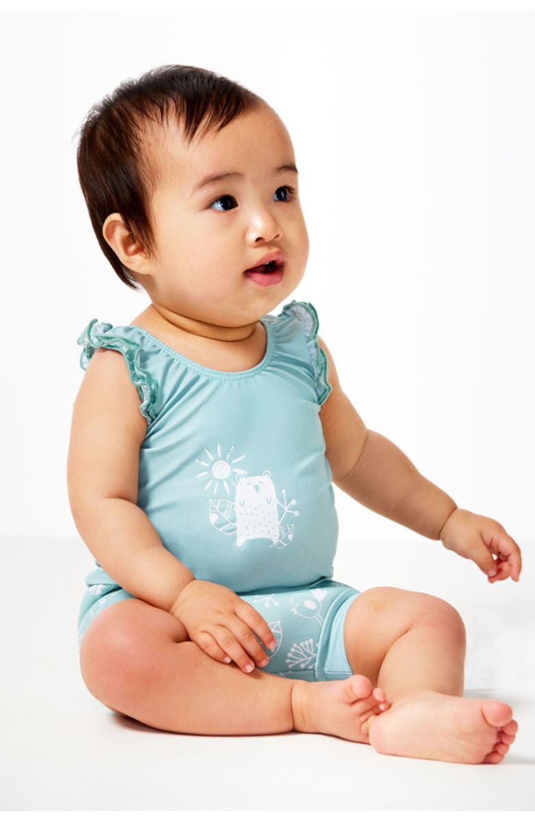 Splash About Happy Nappy Swimsuit with Reusable Swim Diaper, Alternate, color, Sunny Bear