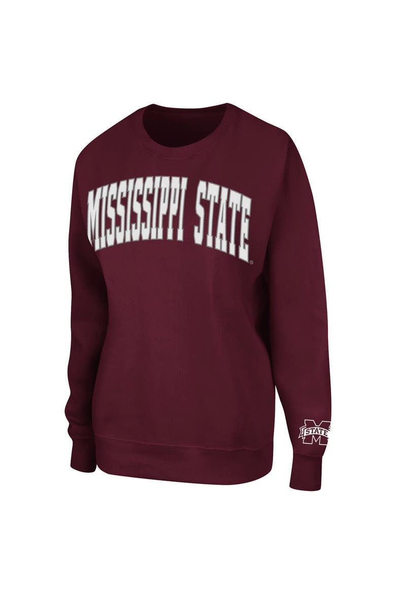 Women's Colosseum Maroon Mississippi State Bulldogs Campanile Pullover Sweatshirt, Alternate, color, Maroon