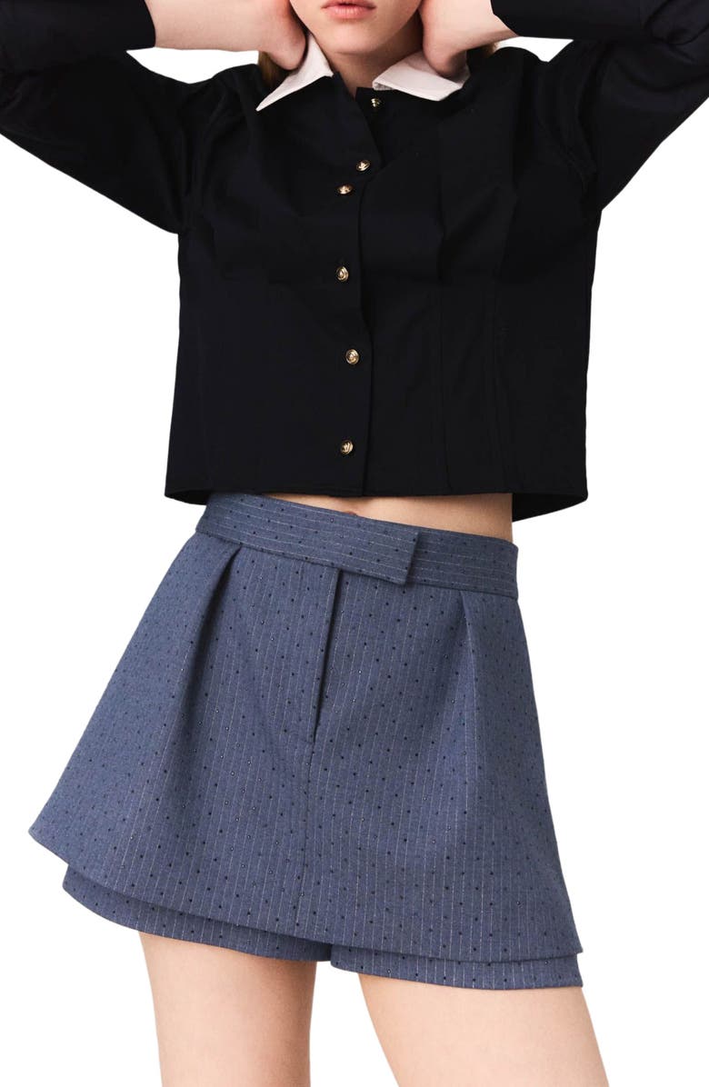 maje Rhinestone shorts, Alternate, color, Blue