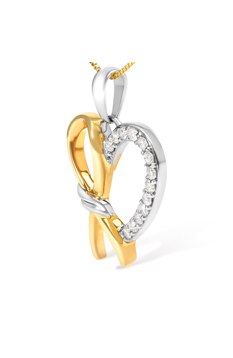 Haus of Brilliance 10K Yellow Gold Plated Silver 1/5 Cttw Diamond Ribbon Heart Pendant Necklace, Alternate, color, Yellow
