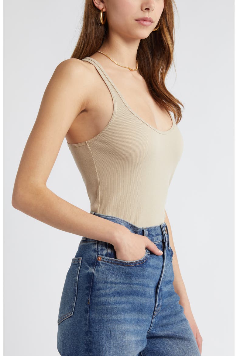 Rib Racerback Tank, Alternate, color, TAN OXFORD