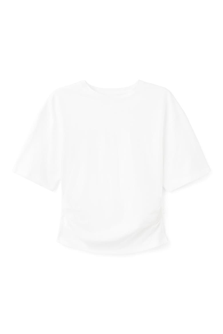 Ruched Side Cotton T-Shirt, Alternate, color, WHITE