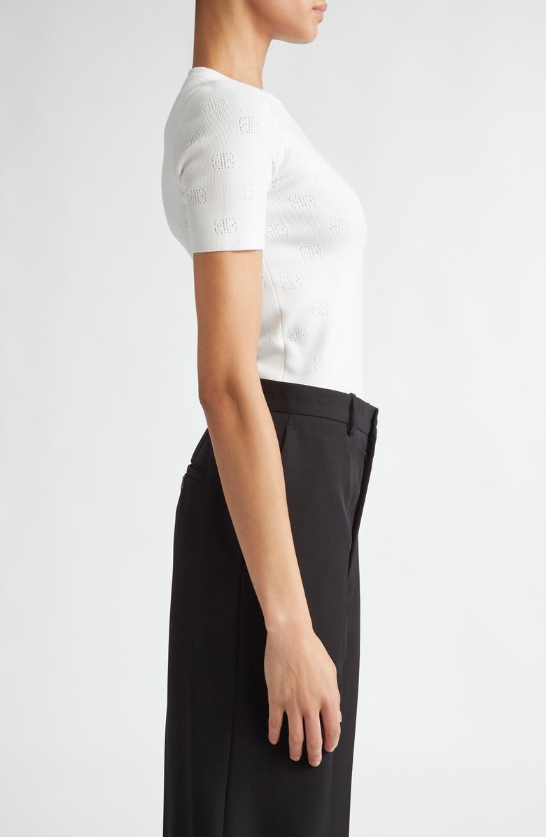 Open Stitch Logo Short Sleeve Crop Sweater