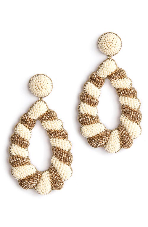 Deepa Gurnani Elenor Beaded Teardrop Earrings In Ivory
