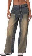 EDIKTED Contrast Panel Low-Rise Baggy Jeans