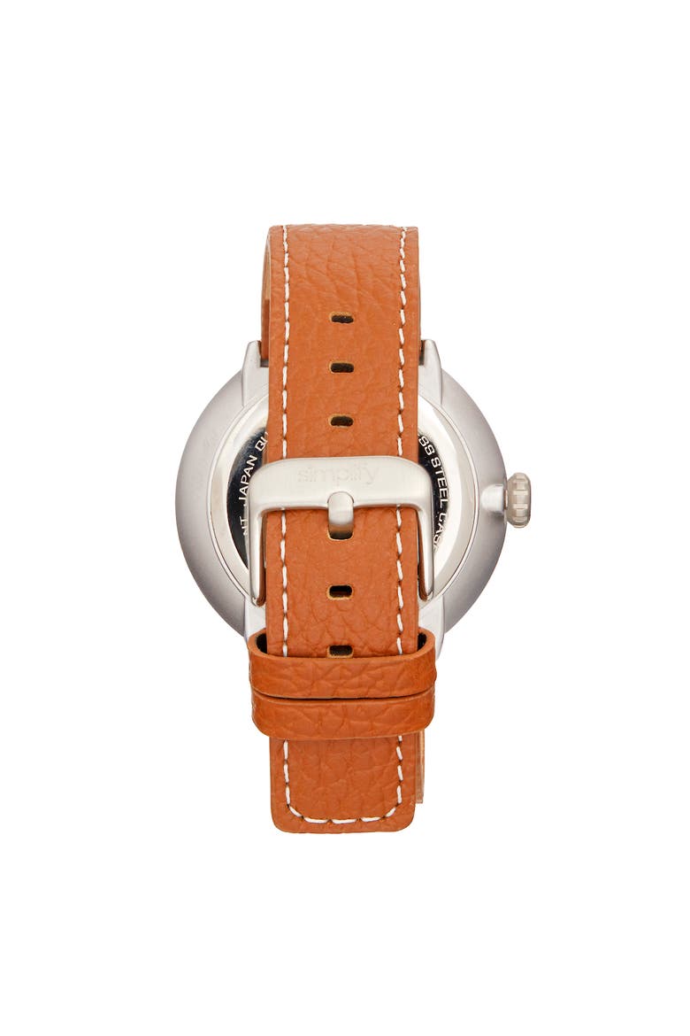 The 7100 Leather-Band Watch w/Date, Alternate, color, Brown/Silver
