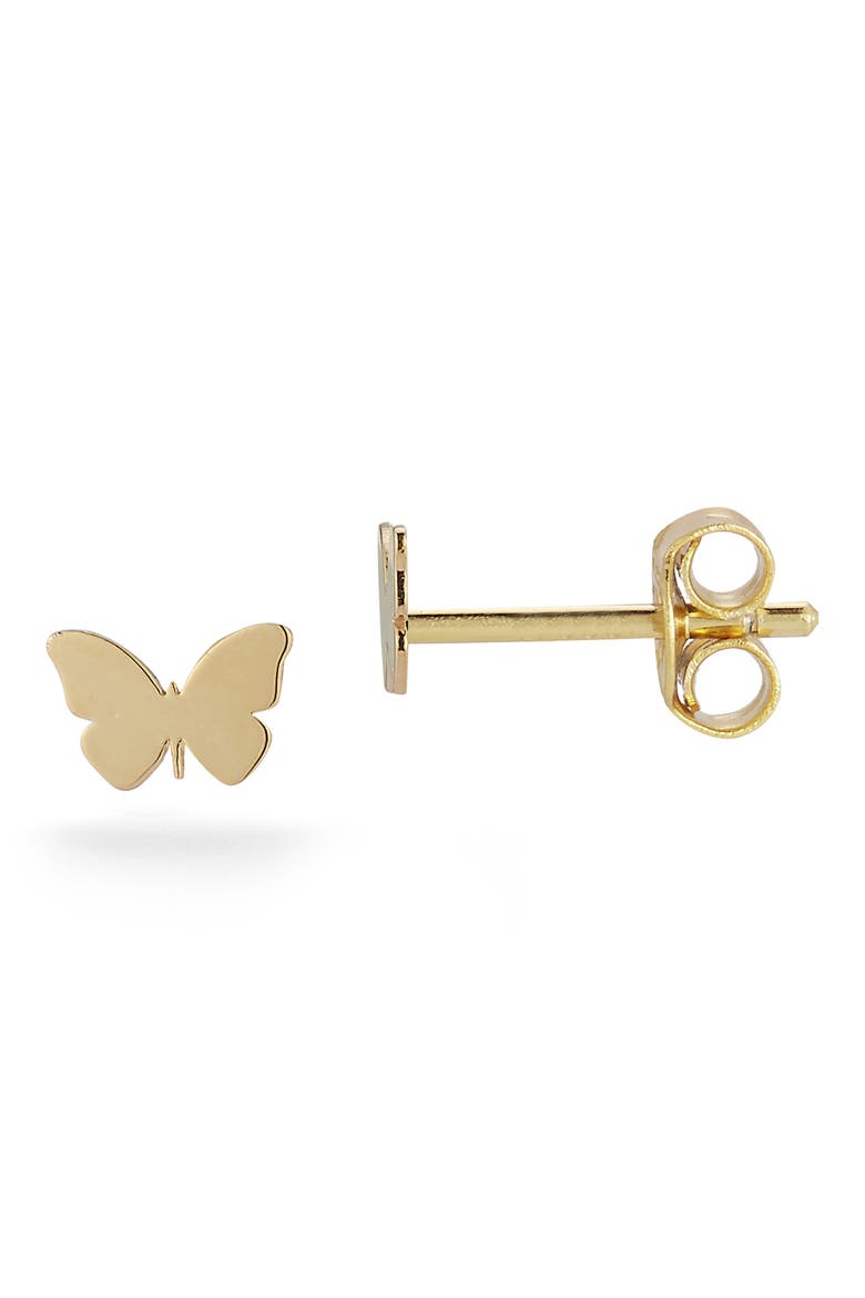 14K Gold Butterfly Stud Earrings, Main, color, GOLD
