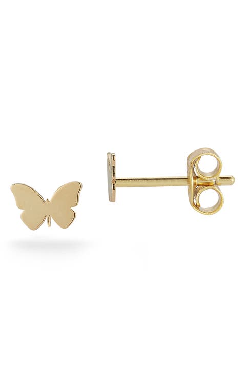 14K Gold Butterfly Stud Earrings