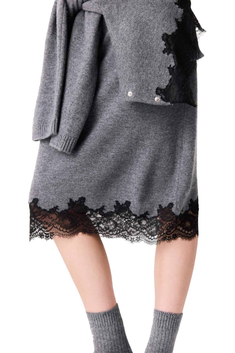 Dress with lace panel, Alternate, color, Grey/black