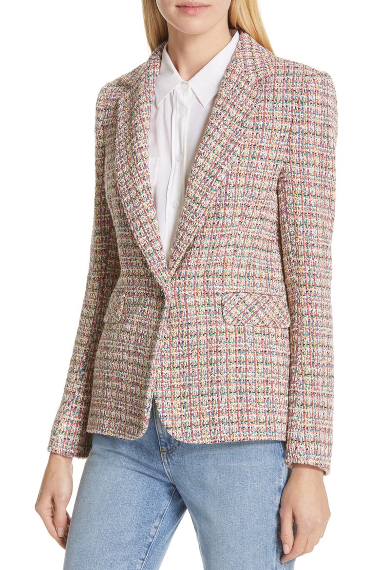 Colorful Tweed Blazer, Alternate, color, ORANGE
