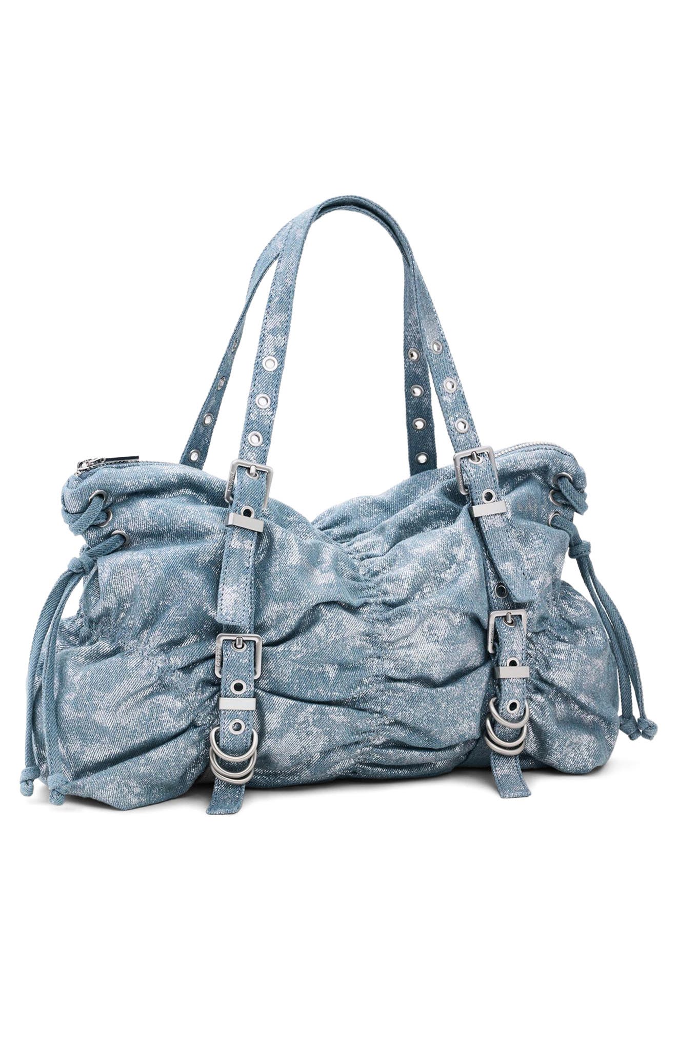 Desigual Ruched Denim Shoulder Bag, Alternate, color, 