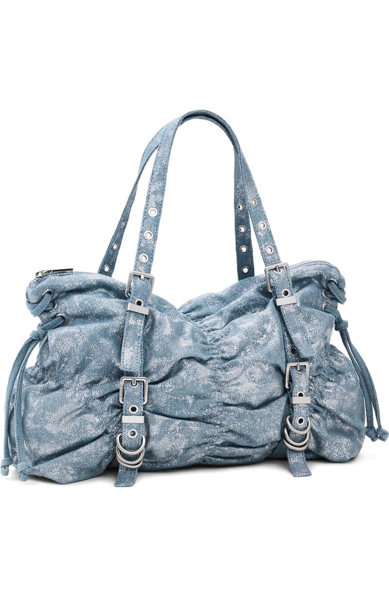 Desigual Ruched Denim Shoulder Bag, Alternate, color,