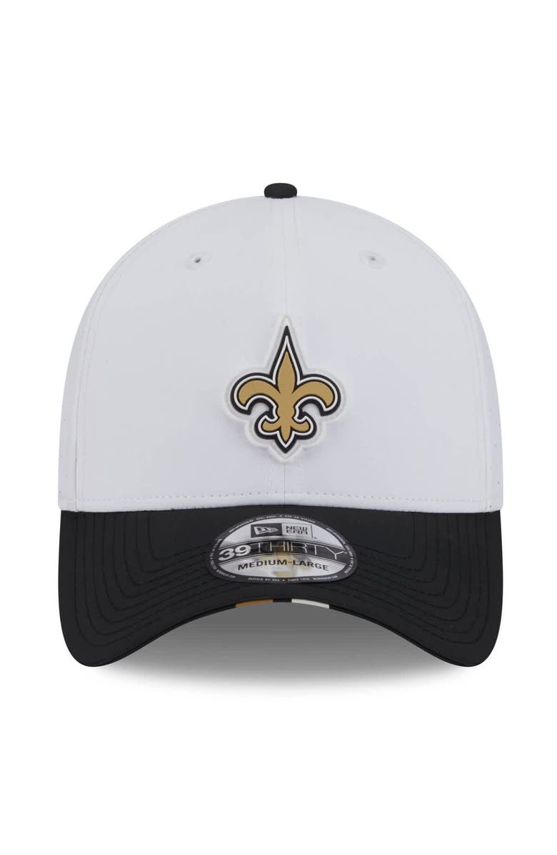 New Era Men's New Era White/Black New Orleans Saints 2025 NFL Training Camp 39THIRTY Flex Hat, Alternate, color, White