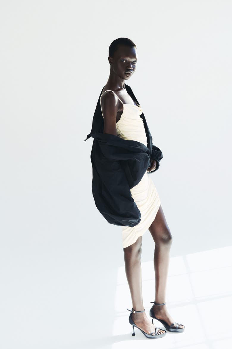 Draped Strappy Dress, Alternate, color, Cream