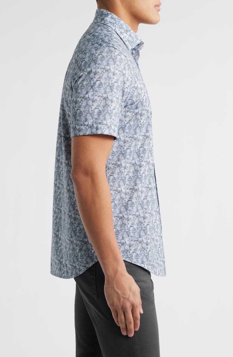 Bugatchi Miles OoohCotton<sup>®</sup> Floral Short Sleeve Button-Up Shirt, Alternate, color, Graphite
