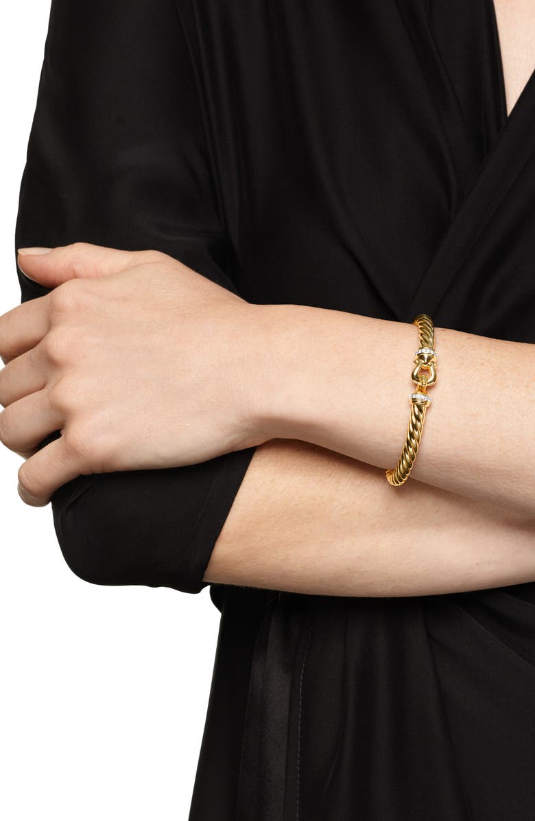 David Yurman Buckle Cablespira<sup>®</sup> Bracelet Bracelet in 18K Yellow Gold with Diamonds, 6mm, Alternate, color, Gold