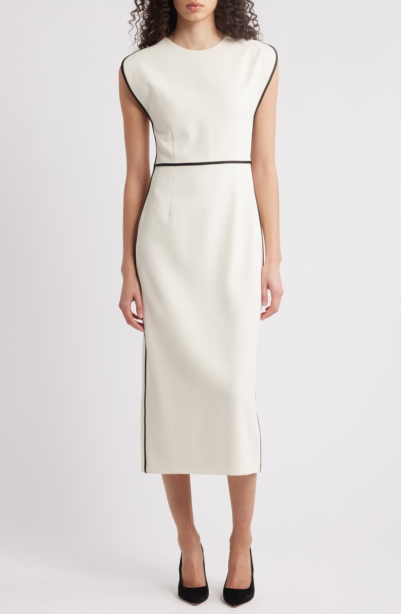 BOSS Detira Wool Blend Sheath Midi Dress, Main, color, 