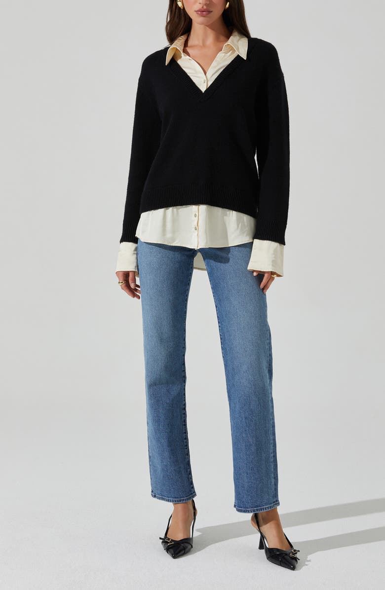 ASTR the Label Jianna Layered Sweater, Alternate, color, Black Cream