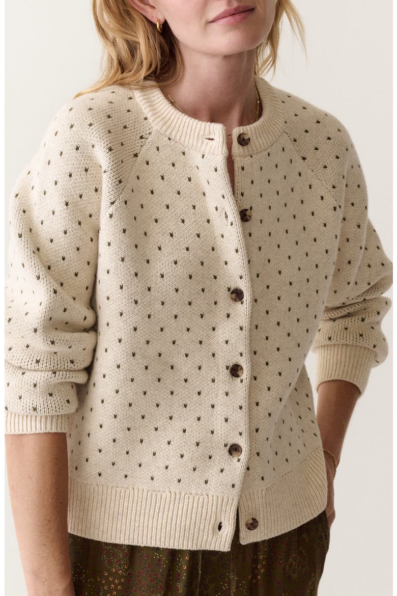 Iris Cotton Blend Cardigan, Main, color, OATMEAL AND OLIVE